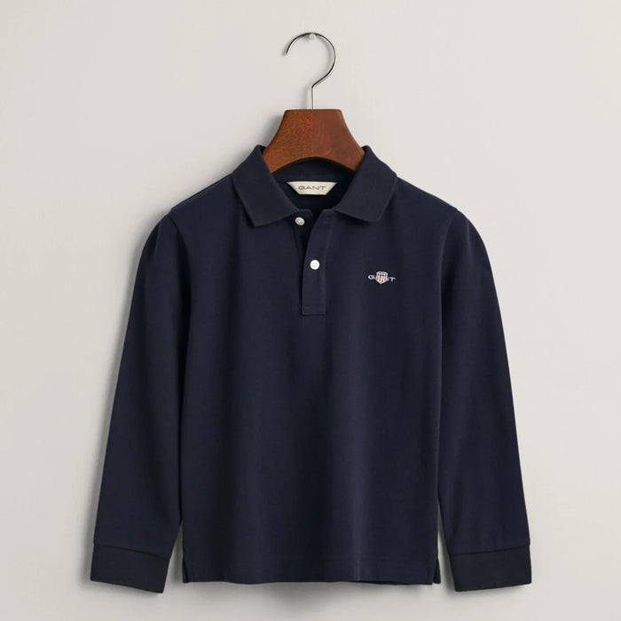 GANT navy long sleeve rugby shirt - 802550.