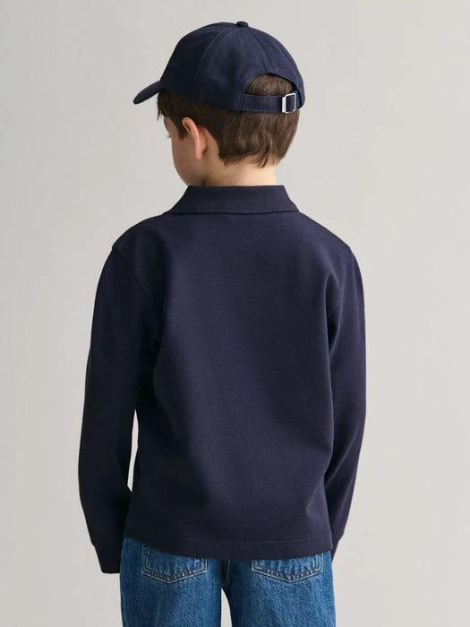 Back view of the GANT long sleeve rugby shirt.