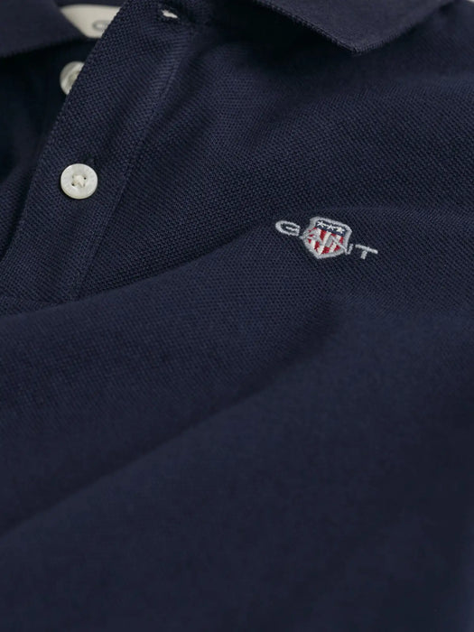 Closer view of the GANT long sleeve rugby shirt.