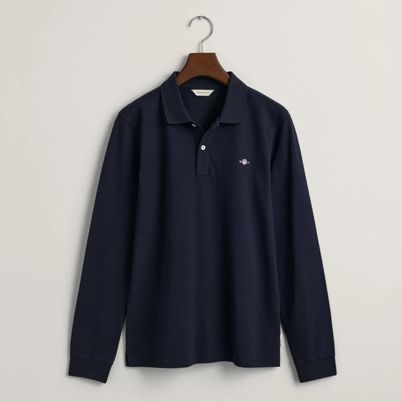 GANT navy l/s rugby shirt - 905707.