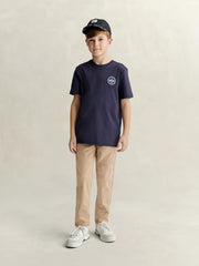 Boy modelling the GANT new haven t-shirt.
