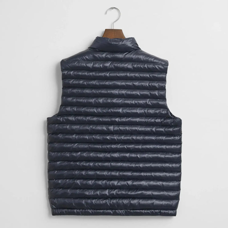 Back of the GANT navy padded gilet.