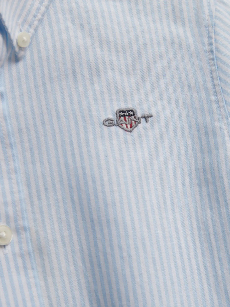 GANT pinstripe oxford shirt with embroidered logo.