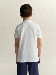 Rear view of the GANT white polo shirt.