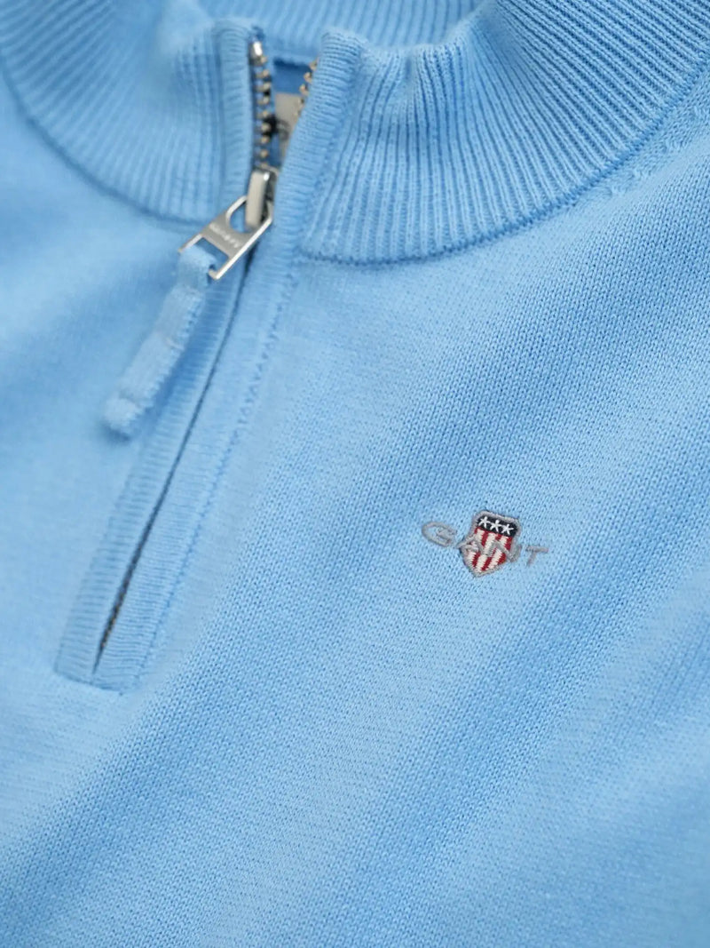 Closer look at the GANT shield half zip sweater.