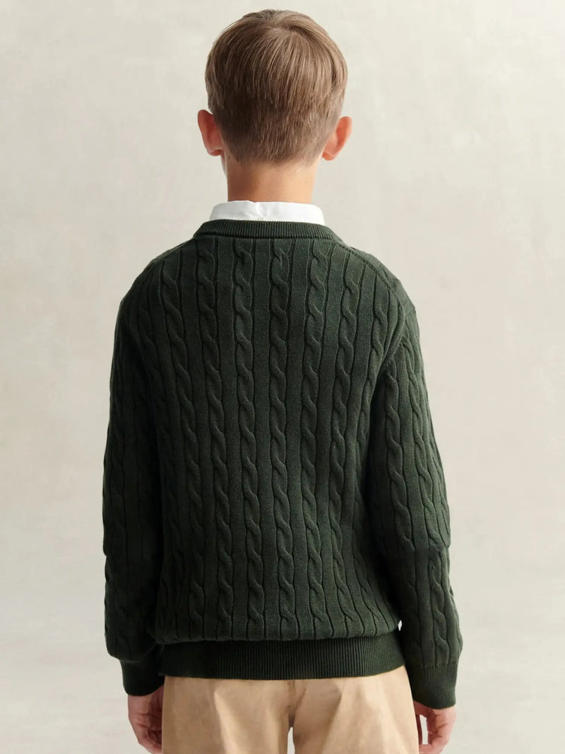 Back of the GANT green shield sweater.