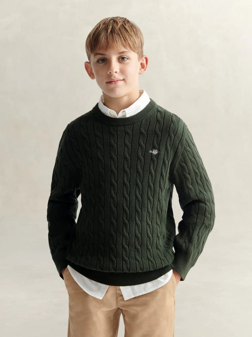 GANT green shield sweater, modelled by boy.