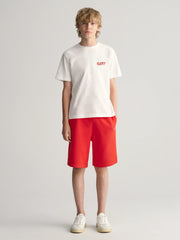 Boy modelling the GANT shield track shorts.