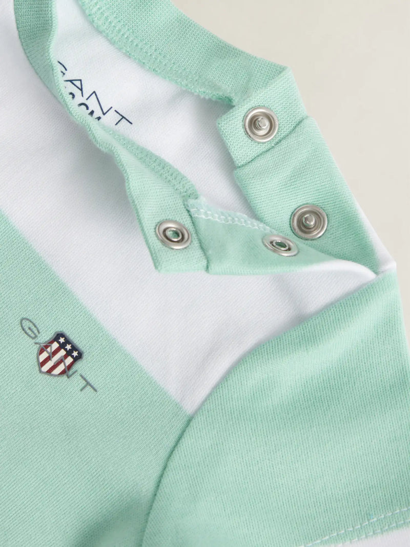 GANT striped romper with popper buttons at the shoulder.