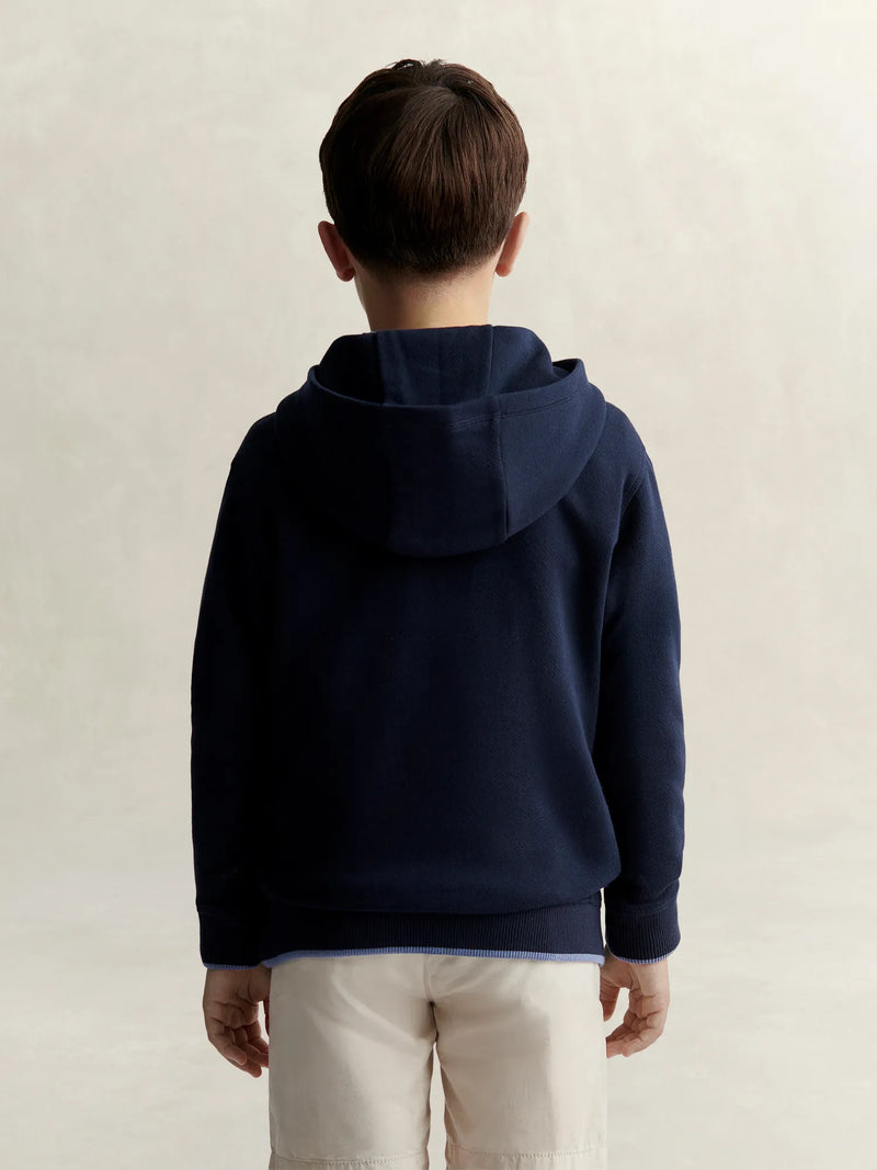 Back of the GANT navy varsity hoodie.