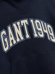 Closer view of the GANT varsity hoodie.