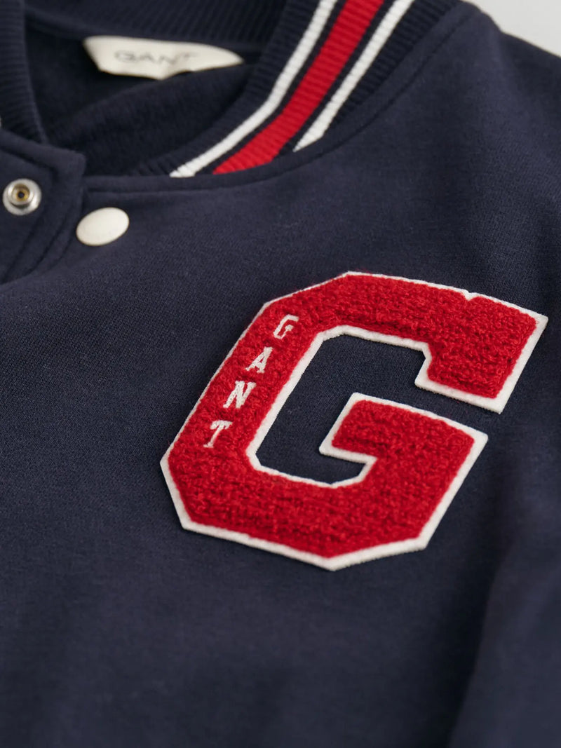 Closer view of the GANT varsity jacket.