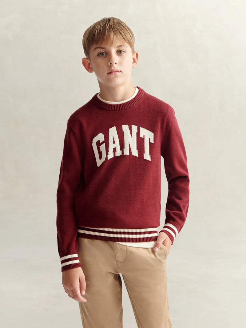 GANT varsity sweater, modelled by boy.