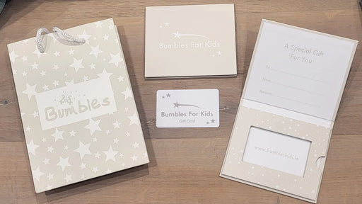 Bumbles gift card with gift bag. 