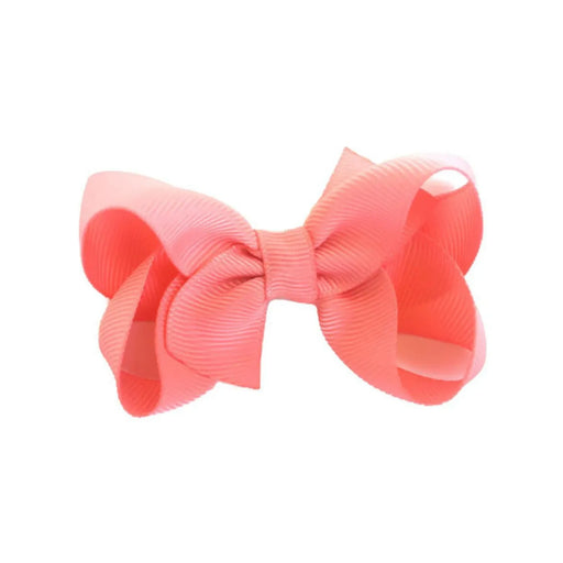 Girls coral bow hair clip.