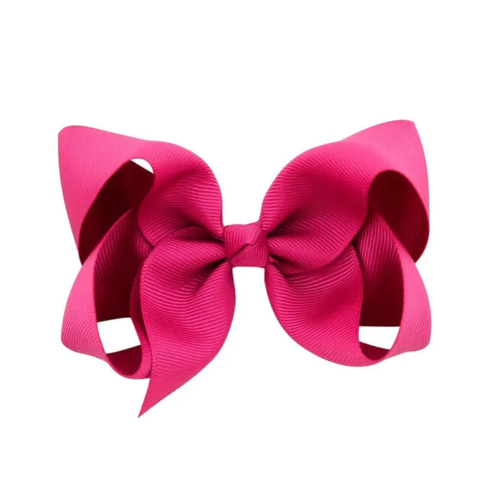 Girl's Ribbon Bow Clip - Raspberry