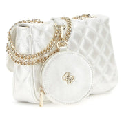 Rear view of the Guess quilted bag.