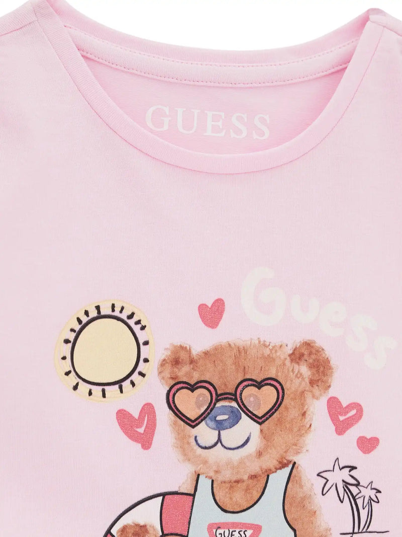 Closer view of the Guess teddy bear t-shirt.