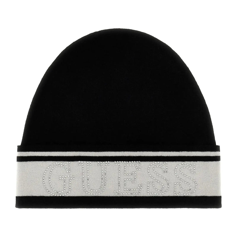 Guess girl's jet black beanie hat - j4yz01.