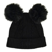 Guess girl's jet black bobble hat - j3bz04.