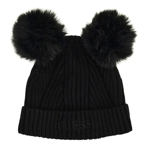 Guess girl's jet black bobble hat - j3bz04.