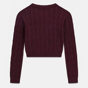 Back of the Guess burgundy cable knit sweater.