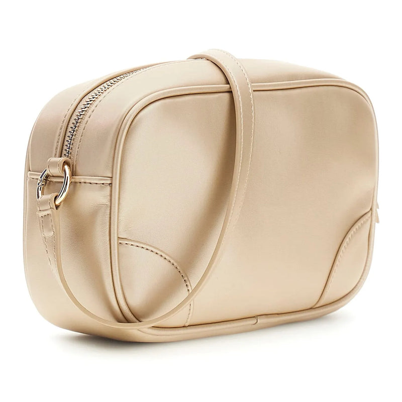 Back of the Guess gold camera bag.