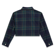 Back of the Guess navy plaid shirt.