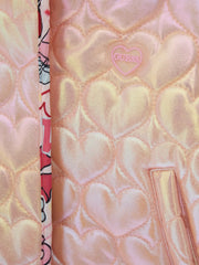 Closer look at the Guess quilted coat.