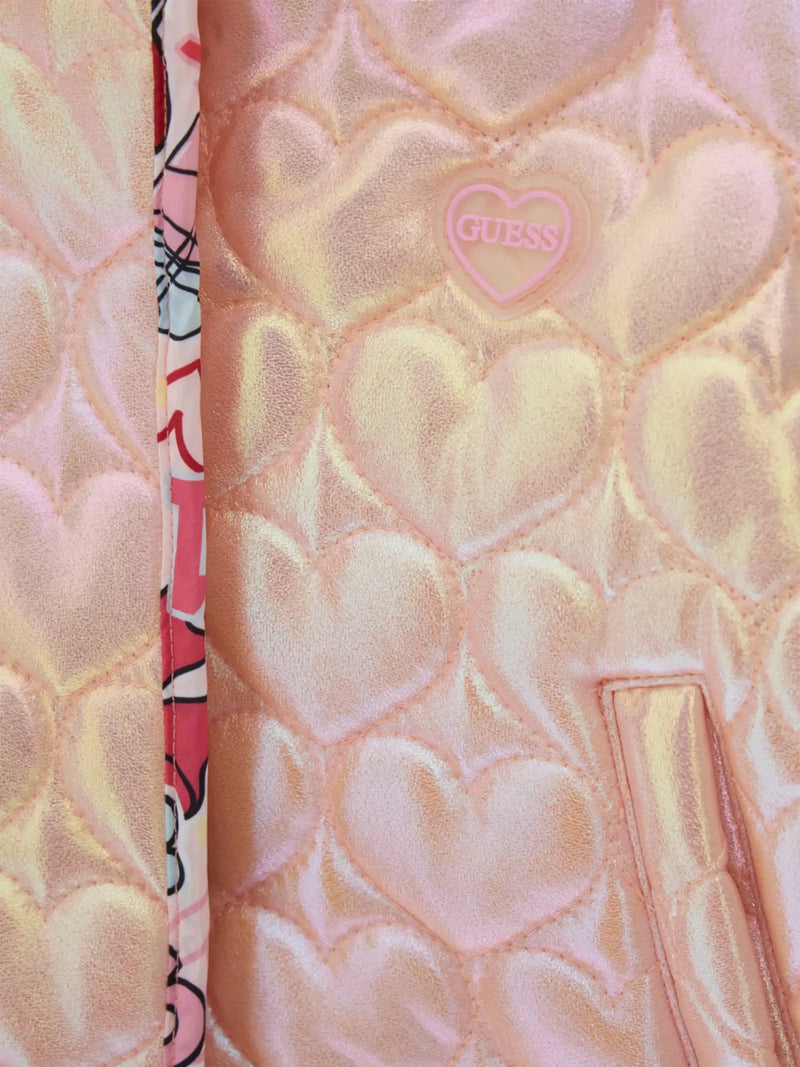 Closer look at the Guess quilted coat.