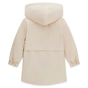 Rear view of the Guess beige trench coat.