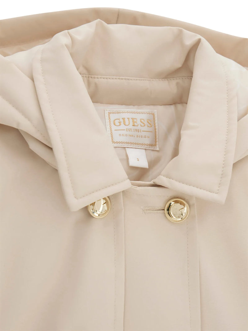 Guess trench coat with gold monogram buttons.