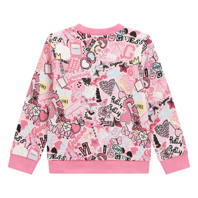 Back of the Guess collage print sweatshirt.