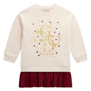 Guess girl's cream white combined dress - k5bk07.