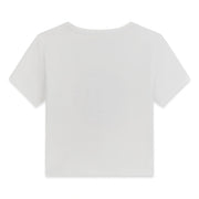 Back of the Guess white cropped t-shirt.