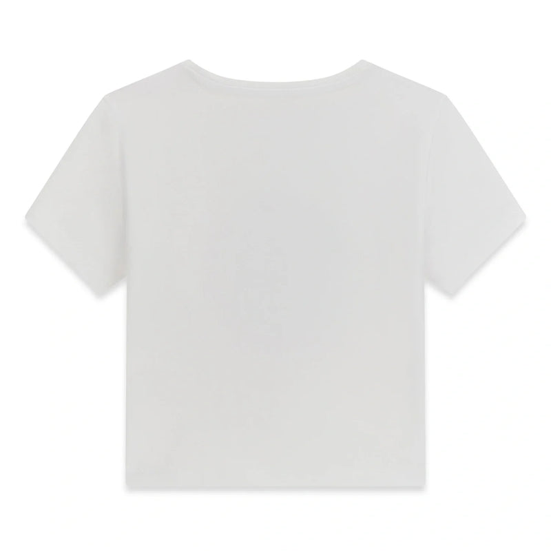 Back of the Guess white cropped t-shirt.