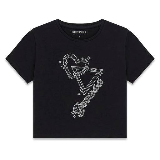Guess girl's jet black rhinestone logo t-shirt - j6yi37.