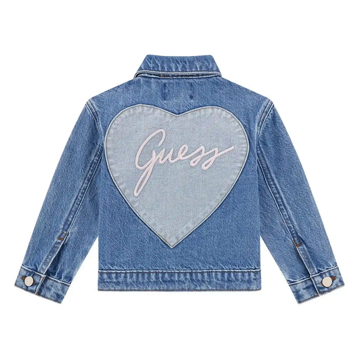 Guess denim jacket with heart logo on the back.