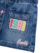 Guess denim skirt with embroidered logo patches.