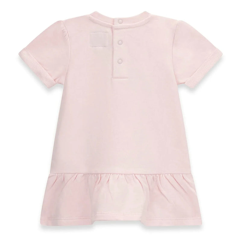 Rear view of the Guess pink teddy bear dress.