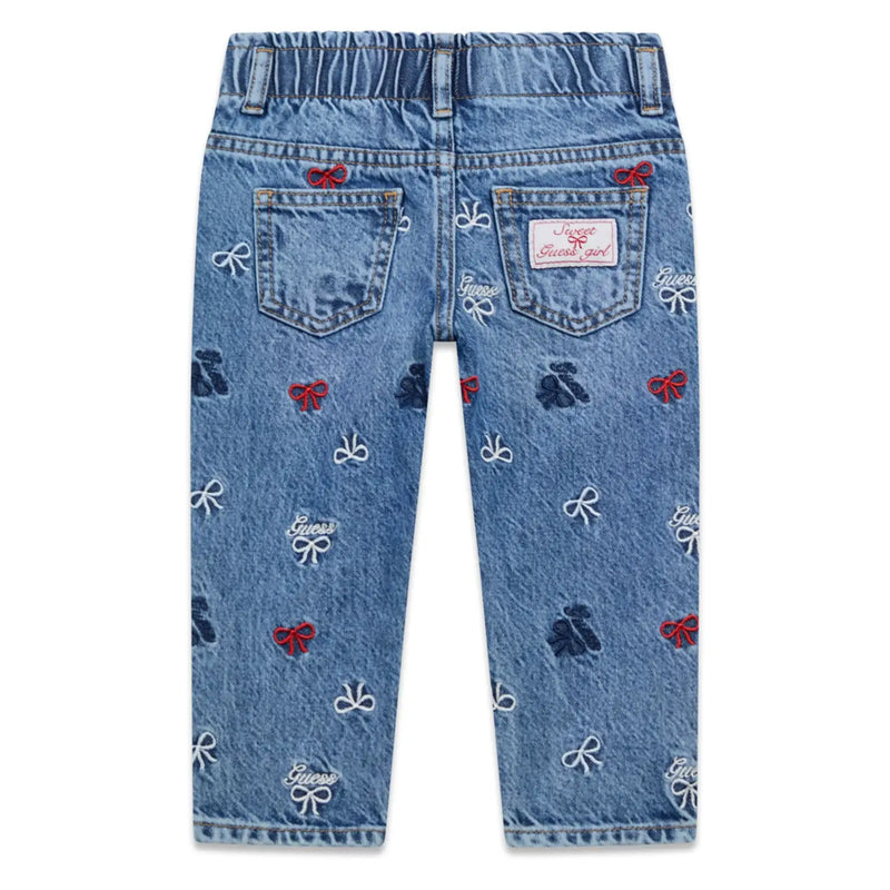 Back of the Guess girl's embroidered jeans.