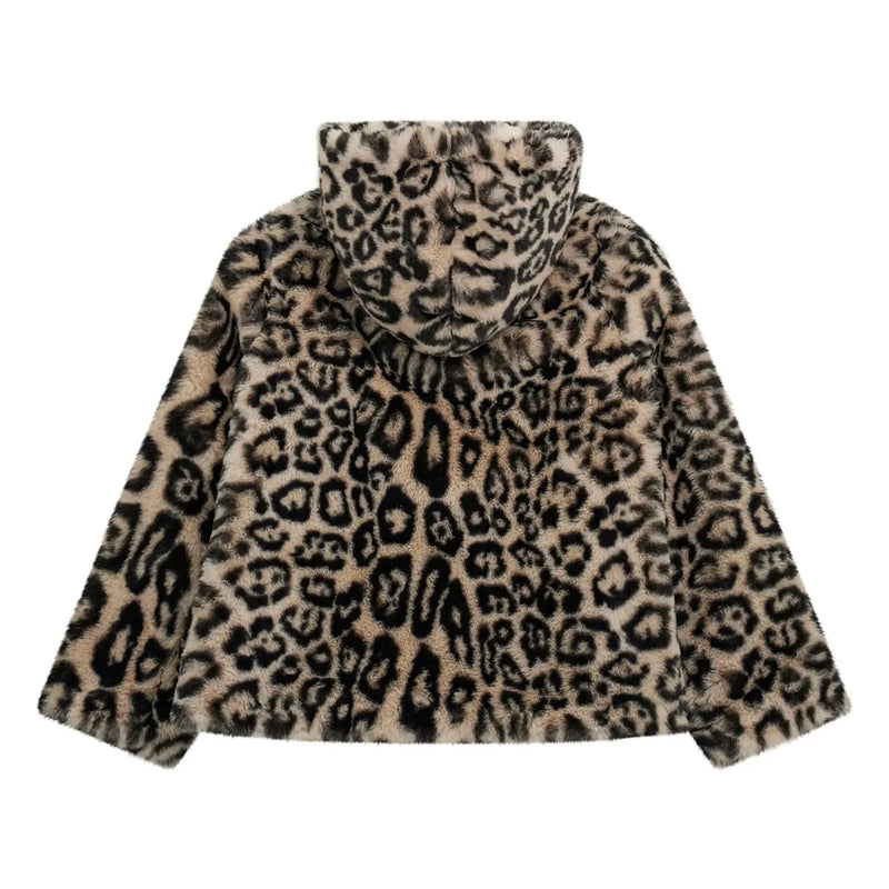 Back of the Guess faux fur coat.