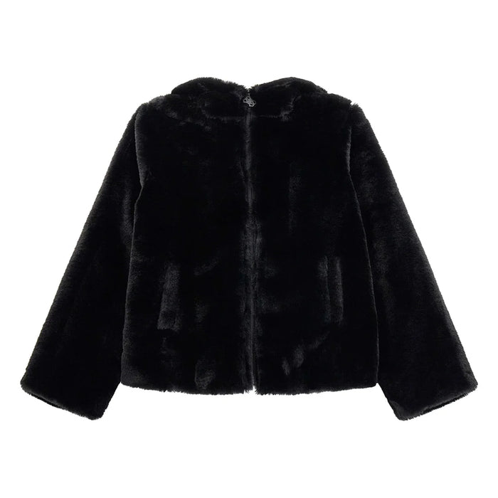 Guess black fur jacket hotsell