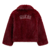 Back of the Guess faux fur jacket.