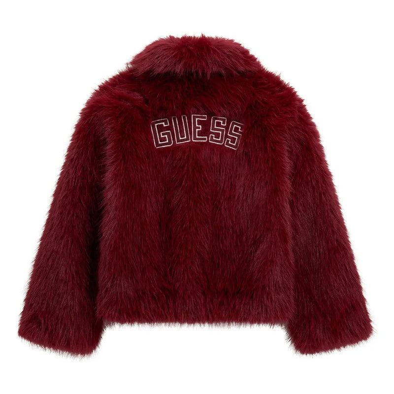 Back of the Guess faux fur jacket.