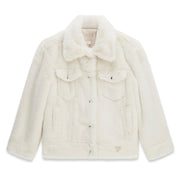 Guess cream white faux fur jacket - j6yl13.