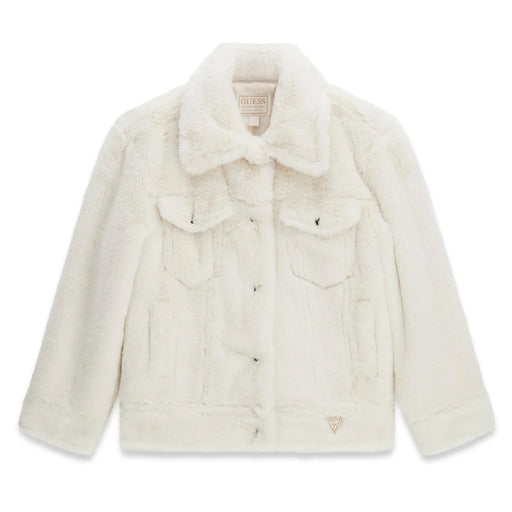Guess cream white faux fur jacket - j6yl13.