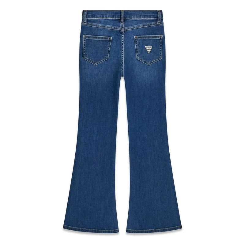 Back of the Guess blue flared jeans.