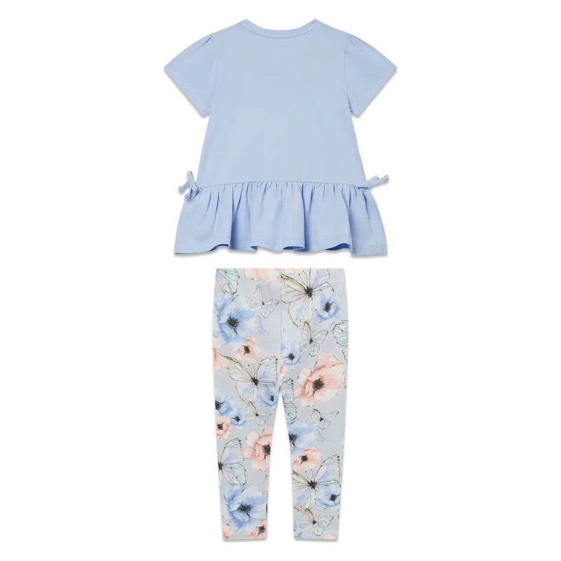 Back of the Guess blue butterfly leggings set.