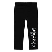 Guess girl's black glitter logo leggings - k5bb02.